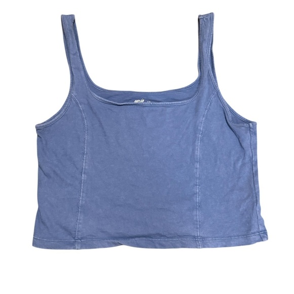 Aerie American Eagle Comfy Cozy Square Neck Cropped Tank Top Size Large Blue - Picture 1 of 6